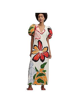 Anthropologie Puff Sleeve A-Line Maxi Dress Active Dress (view 1)