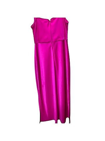 BHLDN BHLDN Fuchsia Satin Midi Dress Casual Dress (view 2)