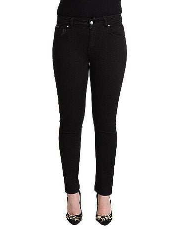 Dolce & Gabbana Basic Black Cotton Mid Waist Denim Slim Fit Women's Jeans (view 1)