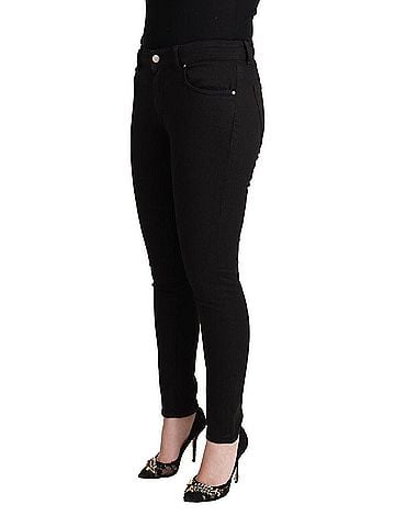 Dolce & Gabbana Basic Black Cotton Mid Waist Denim Slim Fit Women's Jeans (view 2)