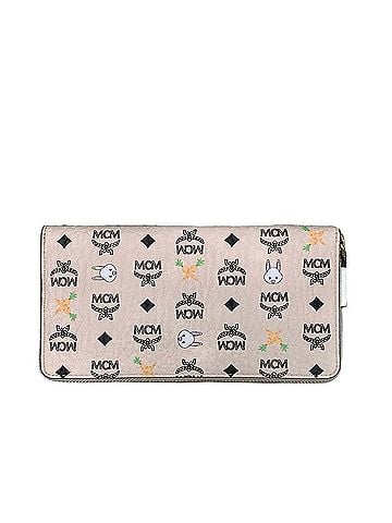 MCM Women's Beige Visetos Coated Canvas Zip Around Rabbit Wallet (view 1)