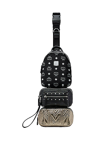 MCM Black Nylon Visetos Leather Trey 4-in-1 Sling Belt Bag (view 1)