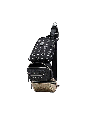 MCM Black Nylon Visetos Leather Trey 4-in-1 Sling Belt Bag (view 2)
