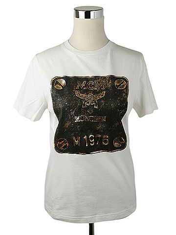 MCM Women's Black Cotton Short Sleeve Plaque Logo Print T-Shirt S (view 1)