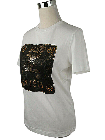 MCM Women's Black Cotton Short Sleeve Plaque Logo Print T-Shirt S (view 2)