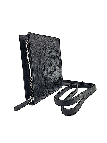 MCM Women's Black/Grey Visetos Zipped Wallet Multifunction Lanyard (view 2)