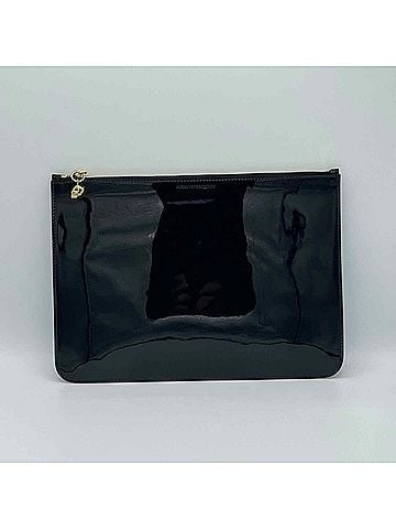 Alexander McQueen Women's Dark Navy Patent Leather Skull Large Pouch (view 1)