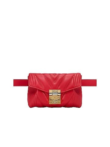 MCM Women's Patricia Red Quilted Leather Crossbody Belt Bag (view 1)