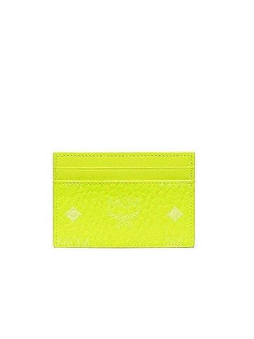 MCM Women's Neon Yellow Visetos Coated Canvas Card Case Holder (view 1)