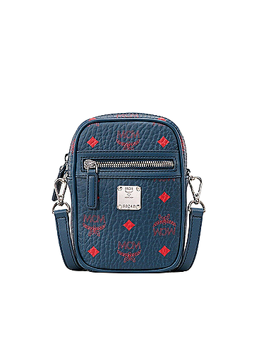MCM Deep Blue Visetos Red Logo Small Crossbody Bag (view 1)