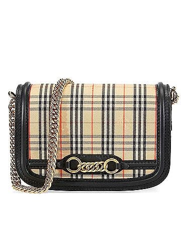 Burberry House Check Canvas Small Chain Link Shoulder Bag (view 1)