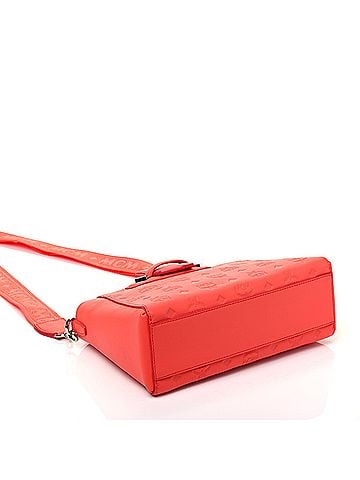 MCM Hot Coral Monogram Leather Small Essential Crossbody Bag (view 2)