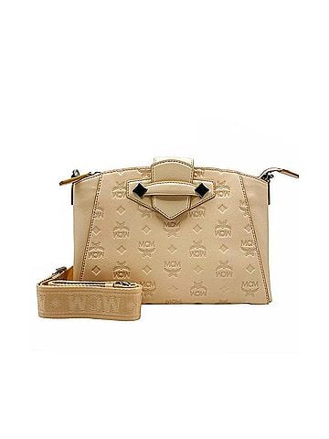 MCM Women's Beige Monogram Leather Essential Tote Crossbody Bag Beige/Peach (view 1)