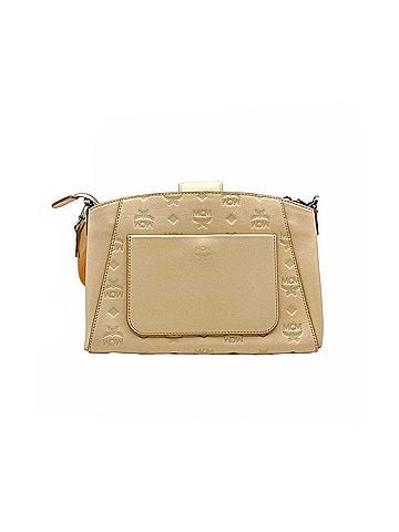 MCM Women's Beige Monogram Leather Essential Tote Crossbody Bag Beige/Peach (view 2)