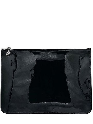 Alexander McQueen Women's Black Patent Leather Skull Charm Large Pouch (view 1)