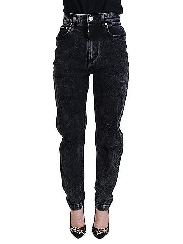 Dolce & Gabbana Basic Black Washed Cotton High Waist Denim Women's Jeans (view 1)