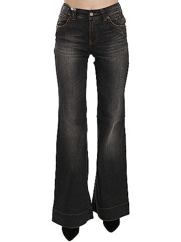John Galliano Black Washed Mid Waist Flared Denim Casual Women's Jeans (view 1)