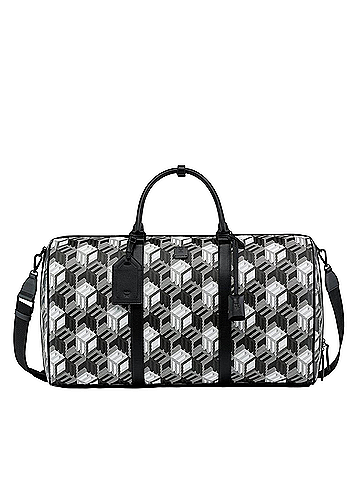 MCM Black/White Cubic Monogram Canvas Weekender Duffel Bag (view 1)