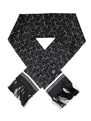 Dolce & Gabbana Basic Black Patterned Skinny Fringes Shawl Men's Scarf (view 1)
