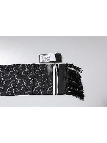 Dolce & Gabbana Basic Black Patterned Skinny Fringes Shawl Men's Scarf (view 2)