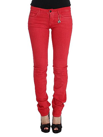 Costume National Red Cotton Blend Super Slim Fit Women's Jeans (view 1)