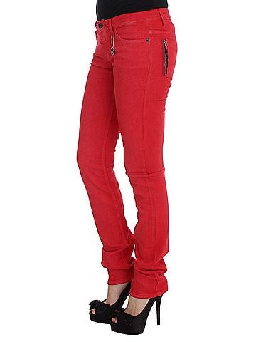 Costume National Red Cotton Blend Super Slim Fit Women's Jeans (view 2)