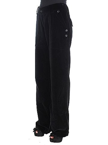 Ermanno Scervino Black Velvet Cotton Straight Legs Women's Pants (view 2)