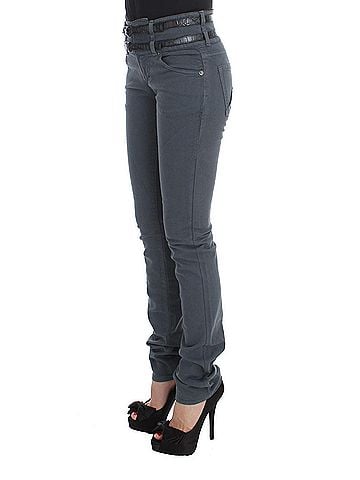 John Galliano Blue Cotton Blend Slim Fit High Waist Women's Jeans (view 2)