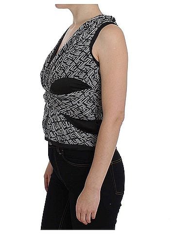 Karl Lagerfeld Gray Black Silk Blouse Women's Top (view 2)