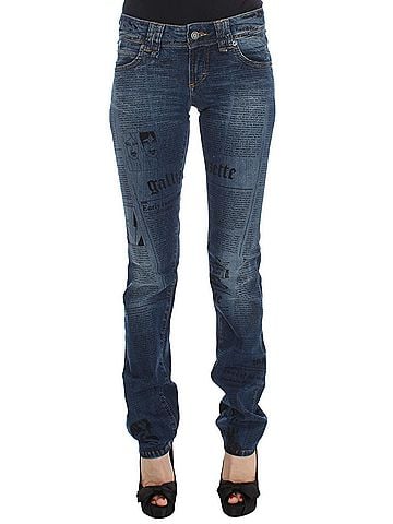 John Galliano Blue Wash Cotton Blend Slim Fit Bootcut Women's Jeans (view 1)