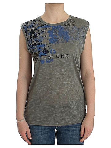 Costume National Gray print sleeveless Women's t-shirt (view 1)