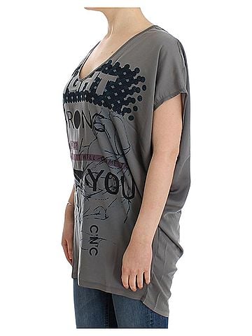 Costume National Gray V-neck long Women's t-shirt (view 2)