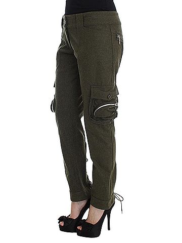 Ermanno Scervino Green Wool Blend Loose Fit Cargo Women's Pants (view 2)