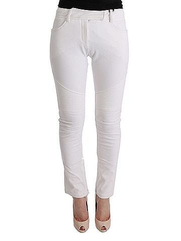 Ermanno Scervino White Cotton Slim Fit Casual Women's Pants (view 1)