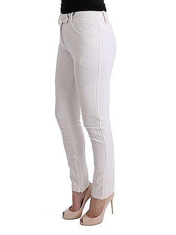 Ermanno Scervino White Cotton Slim Fit Casual Women's Pants (view 2)