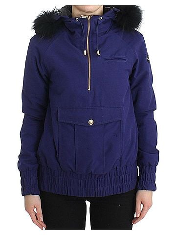 GF Ferre Blue Padded Jacket Hooded Short Women's K-Way (view 1)