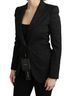 Dolce & Gabbana Basic 100% Rayon Solid Black Black Brocade Single Breasted Blazer Women's Jacket Size XS - photo 3