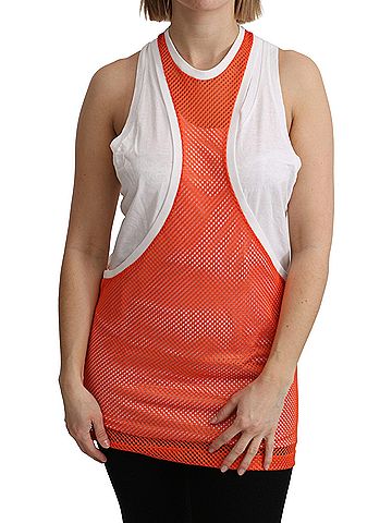 Dsquared2 Orange White Crewneck Sleeveless Tank T-shirt Dress Women's Top (view 1)
