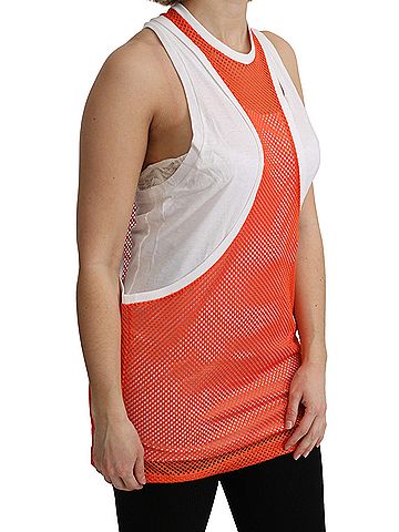 Dsquared2 Orange White Crewneck Sleeveless Tank T-shirt Dress Women's Top (view 2)