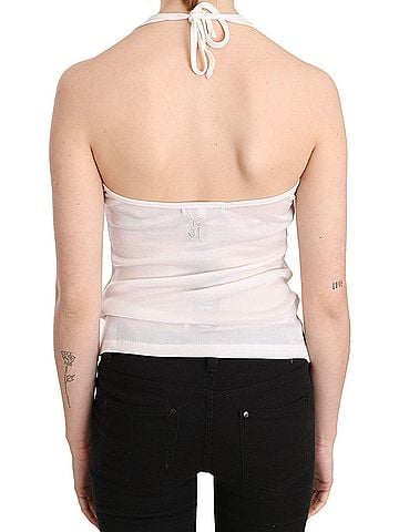 GF Ferre White Halter Cotton Sleeveless Casual Tank Top Women's Blouse (view 2)