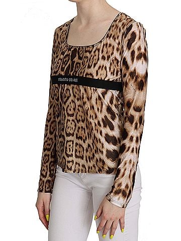 Roberto Cavalli Brown Round Neck Leopard Women Top Women's Blouse (view 2)