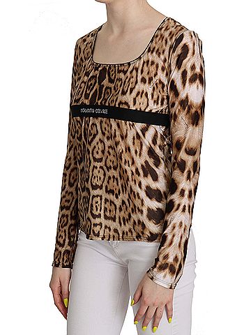 Roberto Cavalli Brown Round Neck Leopard Women Top Women's Blouse (view 2)