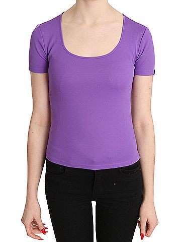 GF Ferre Purple 100% Polyester Short Sleeve Top  Women's Blouse (view 1)