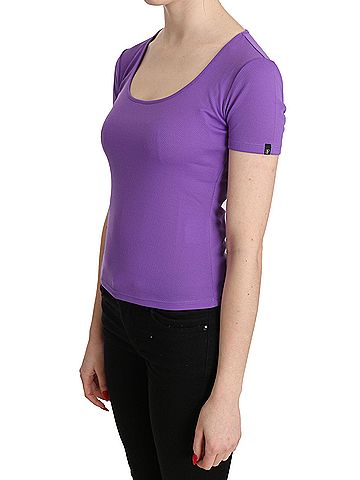 GF Ferre Purple 100% Polyester Short Sleeve Top  Women's Blouse (view 2)