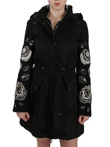 John Richmond Floral Sequined Beaded Hooded Jacket Women's Coat (view 1)