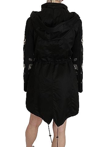 John Richmond Floral Sequined Beaded Hooded Jacket Women's Coat (view 2)