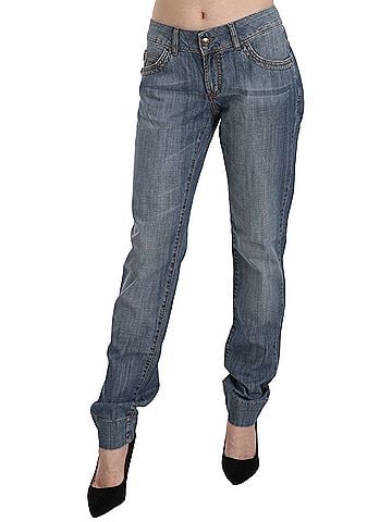 Roberto Cavalli Blue Washed Cotton Low Waist Slim Fit Denim Women's Pants (view 1)