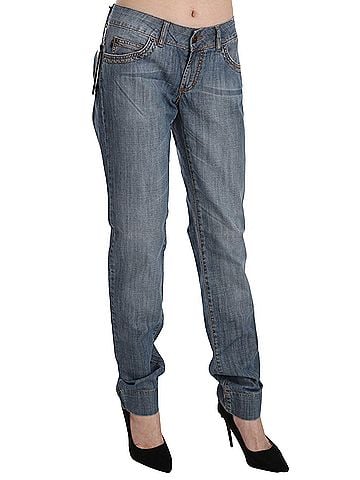 Roberto Cavalli Blue Washed Cotton Low Waist Slim Fit Denim Women's Pants (view 2)