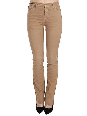 Roberto Cavalli Brown Cotton Stretch Mid Waist Skinny Trousers Women's Pants (view 1)