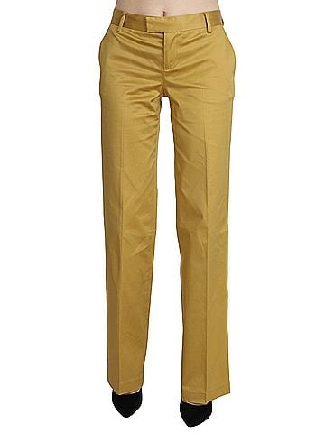 Roberto Cavalli Mustard Yellow Straight Formal Trousers Women's Pants (view 1)